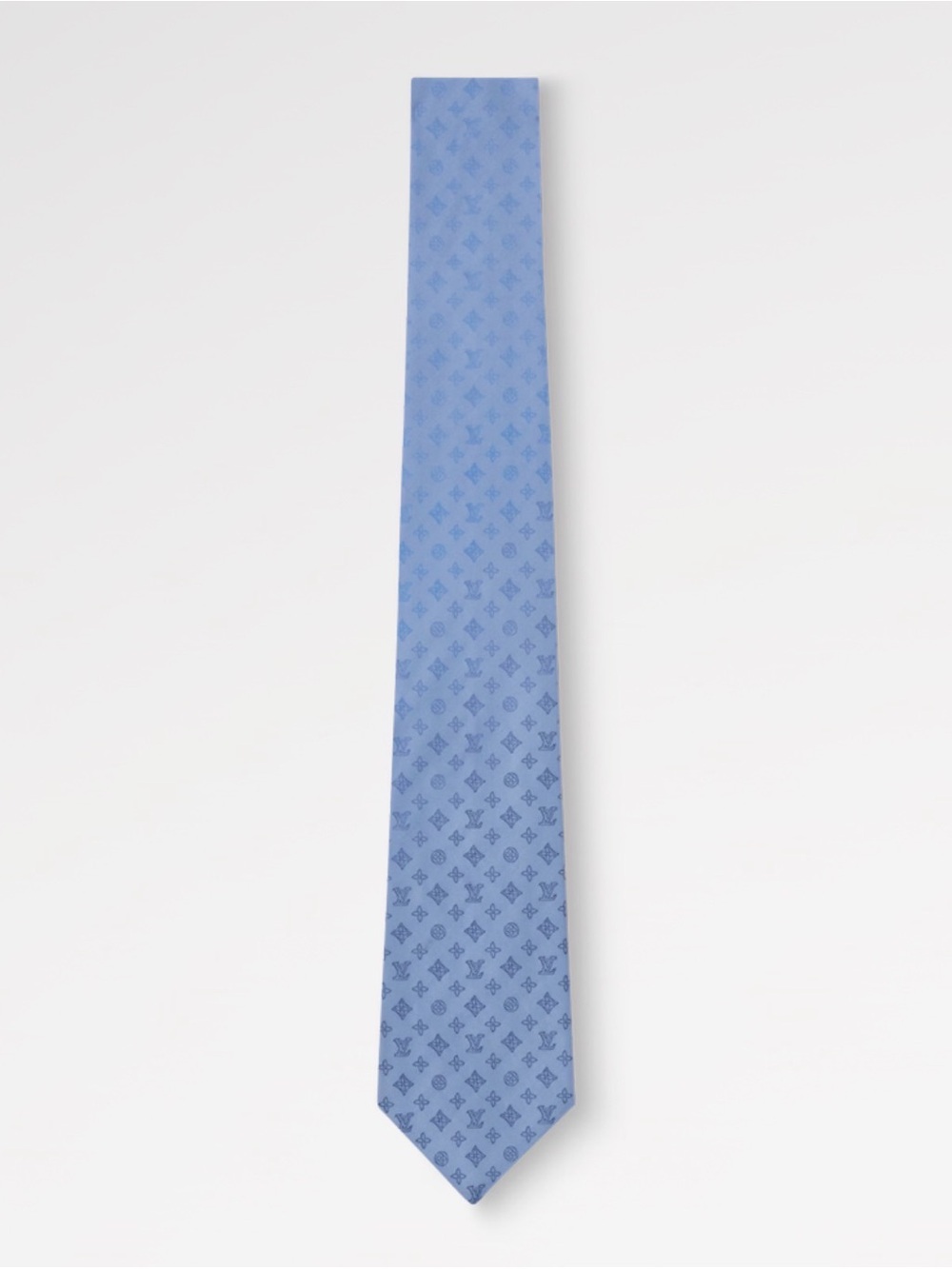 Louis Vuitton Paris Light Blue Silk Tie, Polka Dot Monogram Necktie - Picture 5 of 6